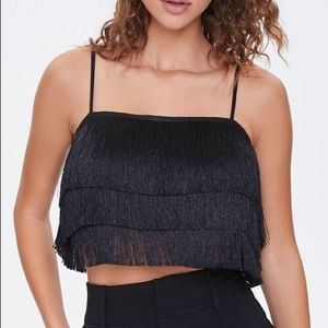 NWT Forever 21 Black Fringe Cropped Cami